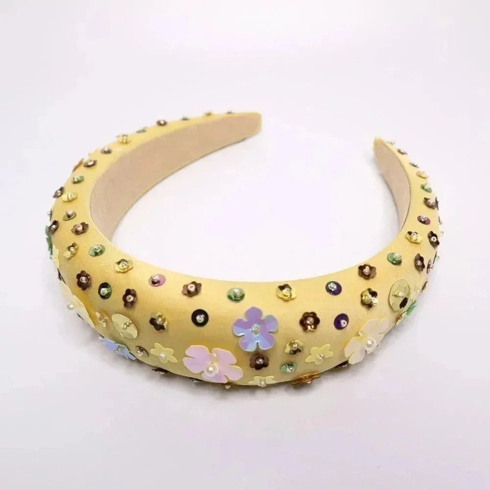 Flower Momma Flower Embellished Padded Headband YELLOW